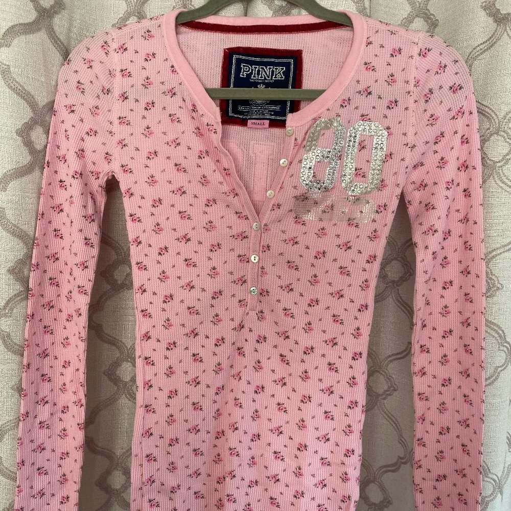 PINK Rhinestone Thermal Shirt